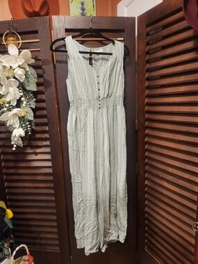 Japna Mint Green Sleeveless Jumpsuit with Button Front